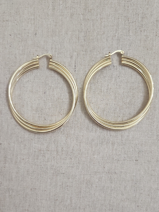 Jewelry - Goldtone Multi-Band Hoop Earrings